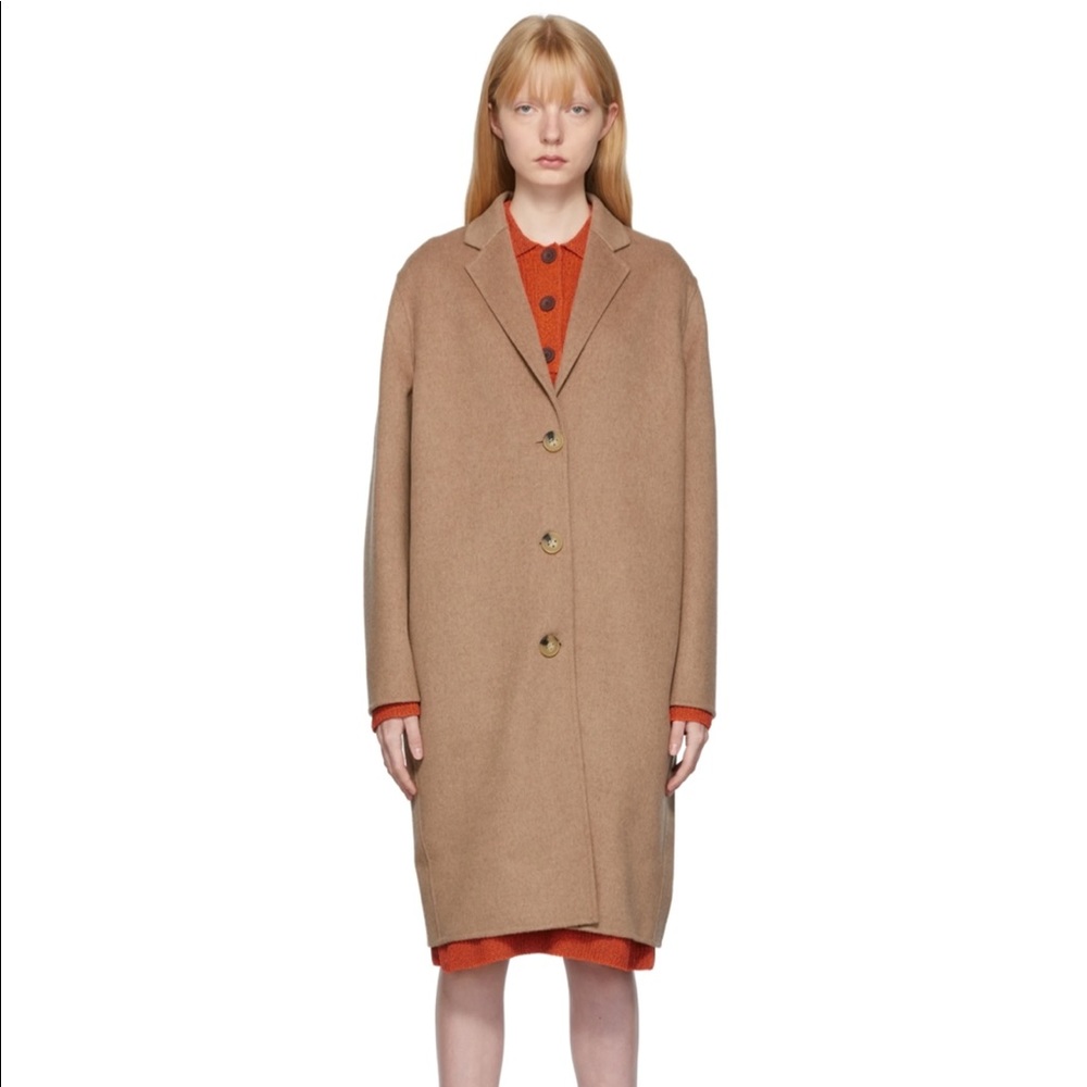 NWT Acne Studios Tan Melange Wool Single Breasted Coat - SZ 38 (M)
